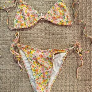 PacSun Floral Bikini Set - Pink and Orange